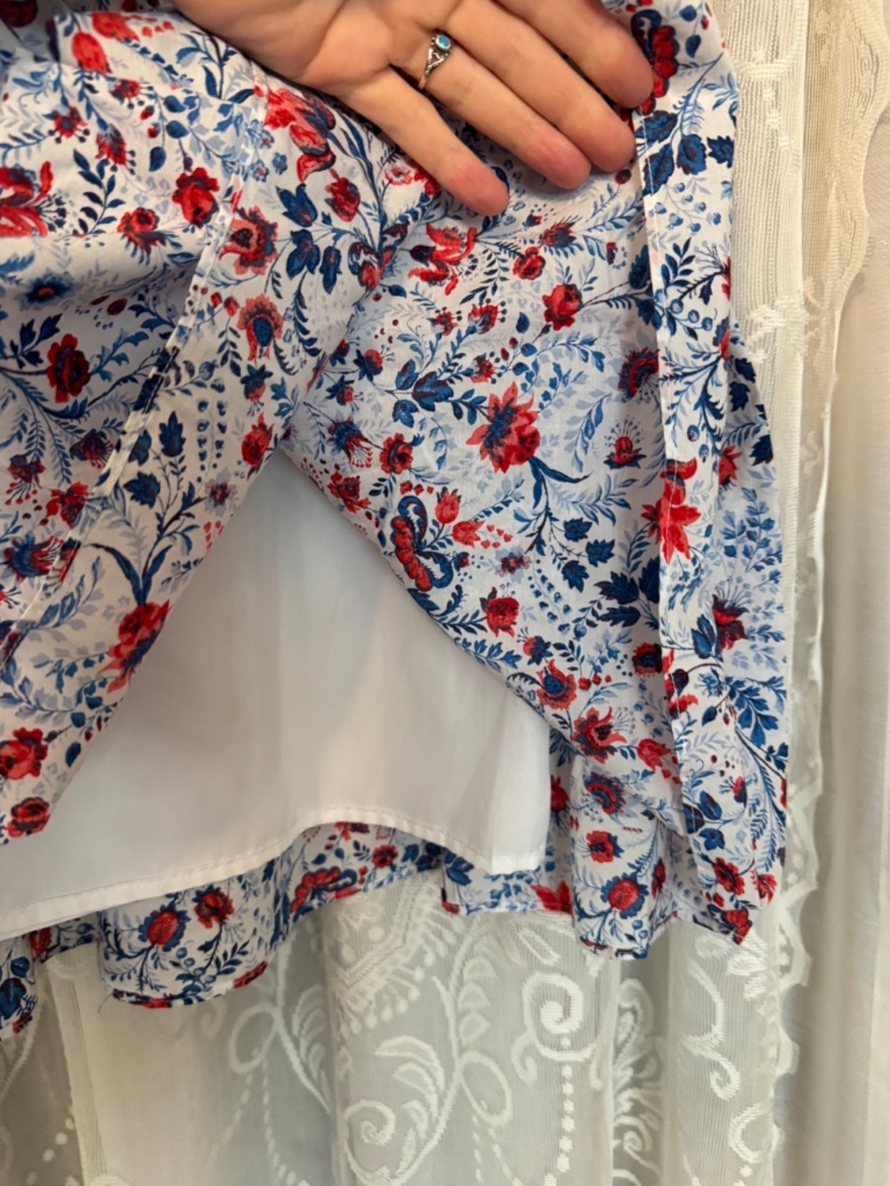Ann Taylor Floral Tiered Midi Skirt, Lined, 14 - Picture 3 of 5